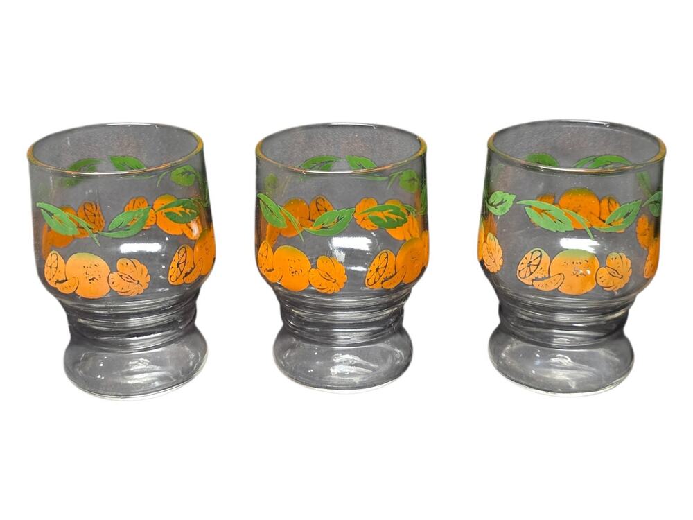 Anchor Hocking Footed Orange Juice Glasses Set of 3 Drinking Cups